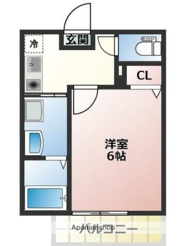 メルディア黄金町(1K/2階)の間取り写真