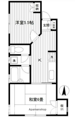 アミューズ磯子壱番館(2K/1階)の間取り写真