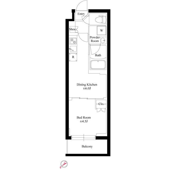 ハーモニーレジデンス東京サウス六郷(1DK/2階)の間取り写真