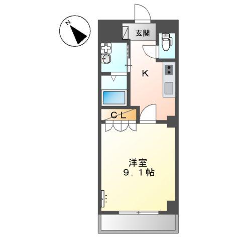 サニーヒルズ M(1K/2階)の間取り写真