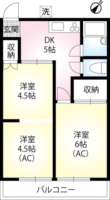 第2高尾メイゾン(3K/1階)の間取り写真