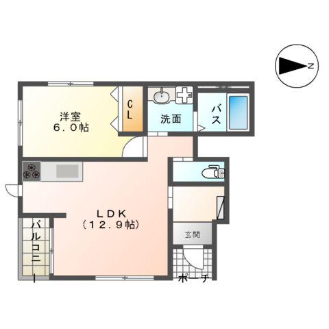 コンフォール(1LDK/1階)の間取り写真