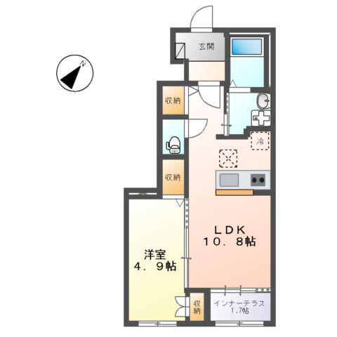 ヴァンベール(1LDK/1階)の間取り写真