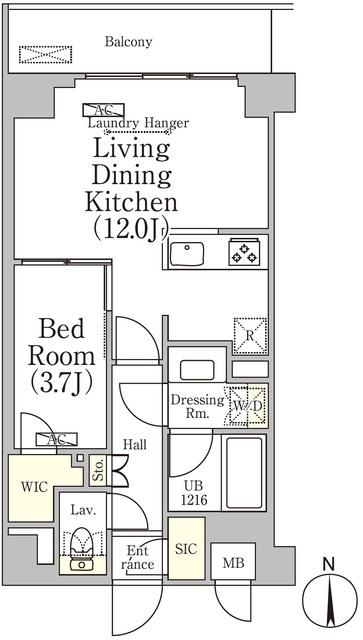 ベルファース大森山王(1LDK/B1階)の間取り写真