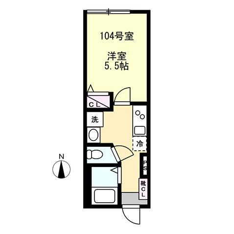 ベイルーム湘南台(1K/1階)の間取り写真