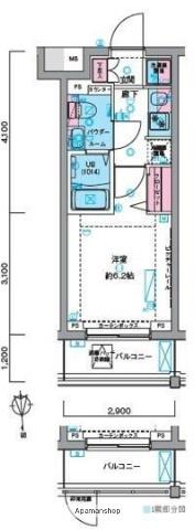 GENOVIA大崎SKYGARDENジェノヴィアオオサキスカイ(1K/2階)の間取り写真