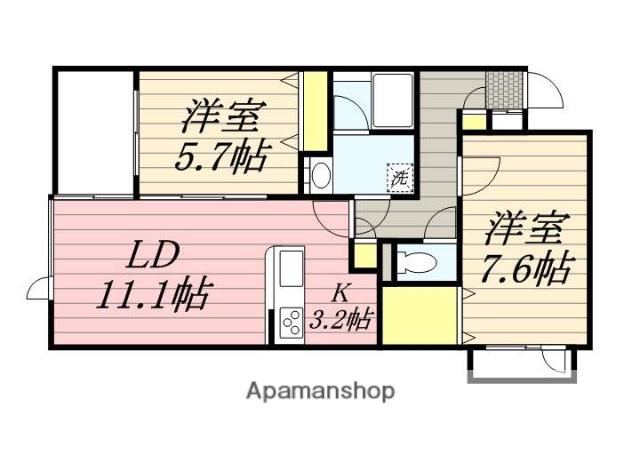 ドルフ南本宿2(2LDK/3階)の間取り写真