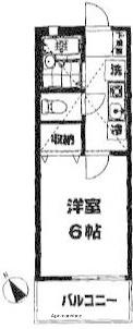 サンカレッジ六会(1K/1階)の間取り写真