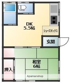 かえで荘(1DK/1階)の間取り写真
