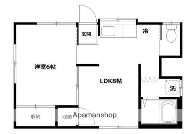 鈴野荘(1LDK/1階)の間取り写真