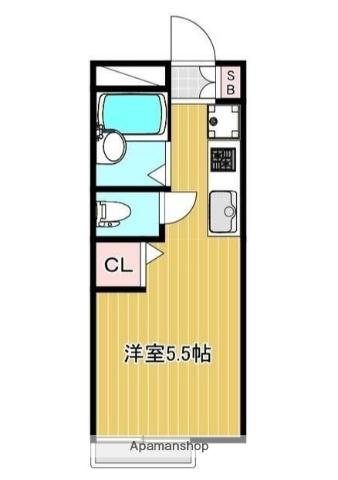 ヴィラ鈴金(ワンルーム/2階)の間取り写真