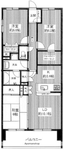 日神パレステージ本厚木リバースクエア(3LDK/9階)の間取り写真