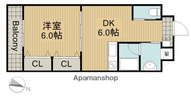 TWINS YAMAKI 1(1DK/6階)の間取り写真