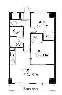 マンション庄田(2LDK/4階)の間取り写真