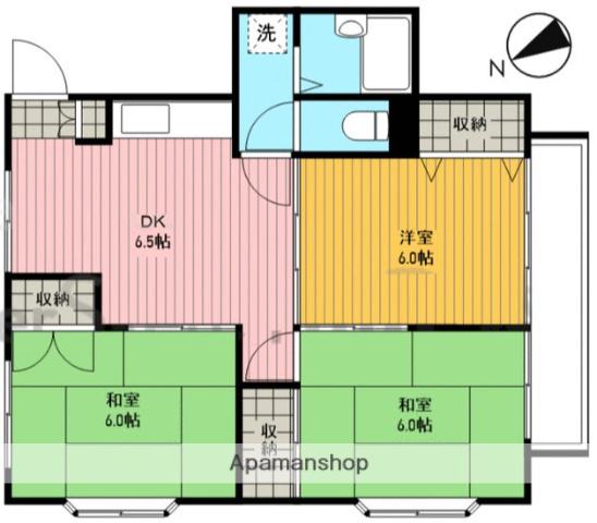 エスポワール西久保(3DK/1階)の間取り写真