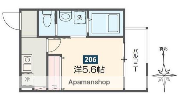MELDIA羽沢横浜国大Ⅲ(1K/2階)の間取り写真