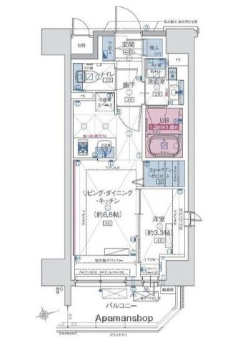 ソルティア藤沢鵠沼(1LDK/2階)の間取り写真