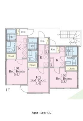 ミライハイツ深田台(1K/2階)の間取り写真