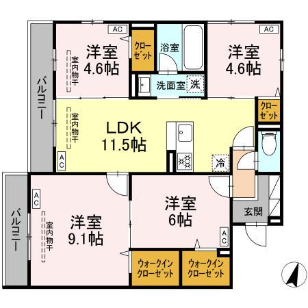 レジデンス湘南II(4LDK/2階)の間取り写真
