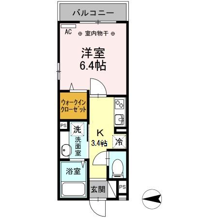 M.Oハイツ31(1K/2階)の間取り写真