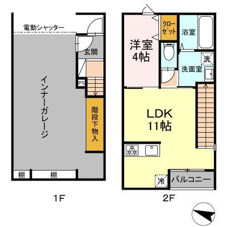 GARAGEクエスト(1LDK/1階)の間取り写真