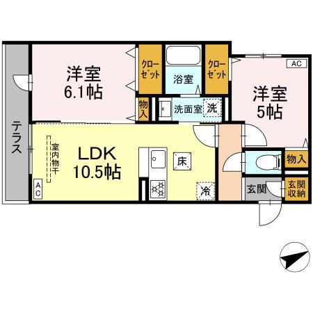 グリーンハウス(2LDK/1階)の間取り写真
