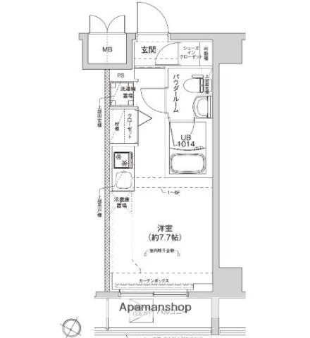 RELUXIA横濱元町(1K/3階)の間取り写真