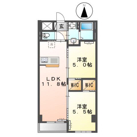 高座渋谷駅前マンション(2LDK/2階)の間取り写真