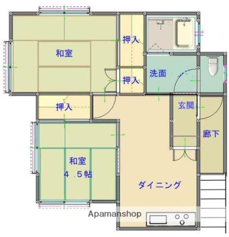 ISKハイツ(2DK/1階)の間取り写真