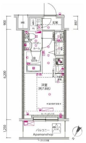 クラリッサ横浜シエル(ワンルーム/3階)の間取り写真