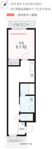 ハーミットクラブハウスSHINY(1K/2階)の間取り写真