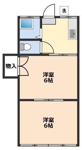 寺岡コーポ(2K/1階)の間取り写真