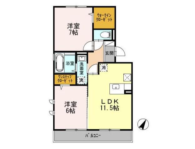 グランドュール(2LDK/3階)の間取り写真