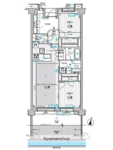 日神グランパレス茅ヶ崎東海岸(2LDK/1階)の間取り写真