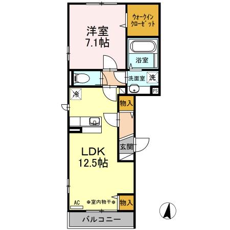 カサ・デ・アンジェラ(1LDK/2階)の間取り写真