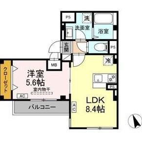SKEY RESIDENCE塚越(1LDK/4階)の間取り写真