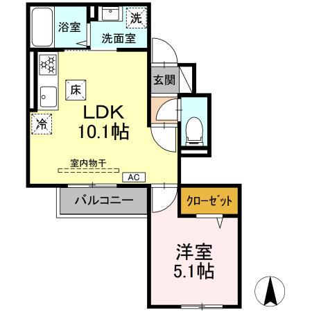 ラ・フレーズ(1LDK/1階)の間取り写真