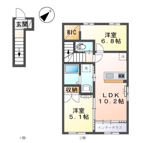 サン・サルーテ(2LDK/2階)の間取り写真