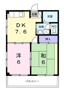 栗原ビル(2DK/2階)の間取り写真