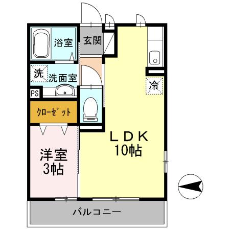 CASA PRIMAVERA(1LDK/2階)の間取り写真