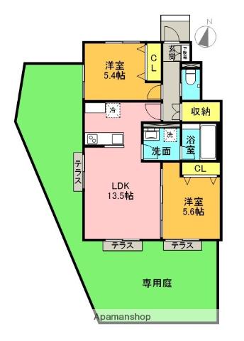 コーストヒルズ横浜(2LDK/1階)の間取り写真