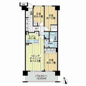 横濱山手テラス弐番館(3LDK/2階)の間取り写真