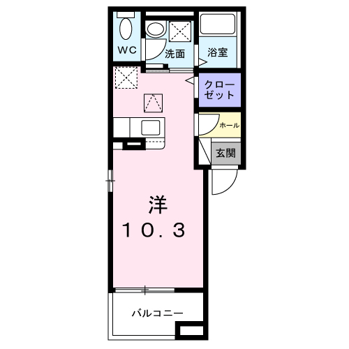 ピクシー(ワンルーム/1階)の間取り写真