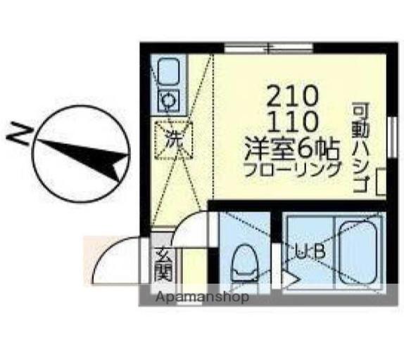 ユナイト丸山アプリコットパフェ(ワンルーム/2階)の間取り写真