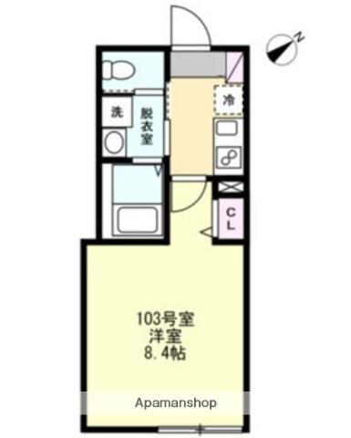ベイルーム長津田フロント(1K/1階)の間取り写真