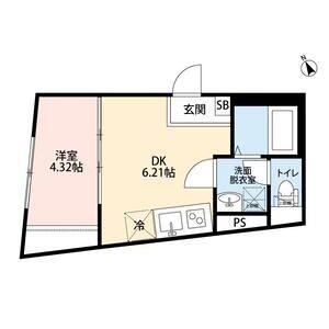 SPOY戸越銀座(1K/4階)の間取り写真