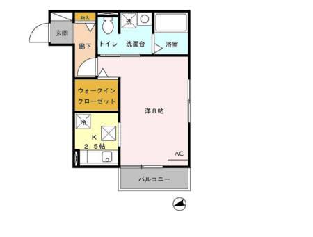 グランドソレーユA棟(1K/1階)の間取り写真