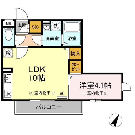 GRACEHILLS(1LDK/2階)の間取り写真