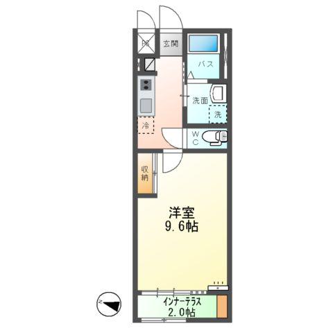 グランディール小田原(1K/1階)の間取り写真