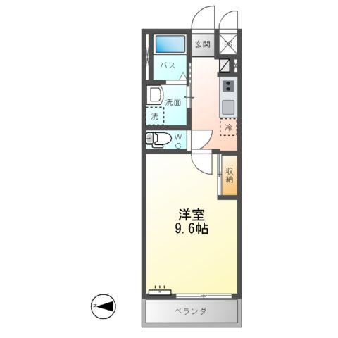 グランディール小田原(1K/2階)の間取り写真